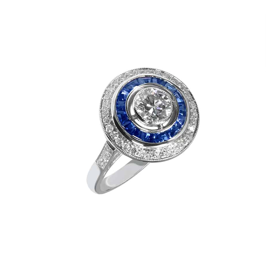 Sapphire & diamond target ring - Tom Hubbard Fine Jewellery - London